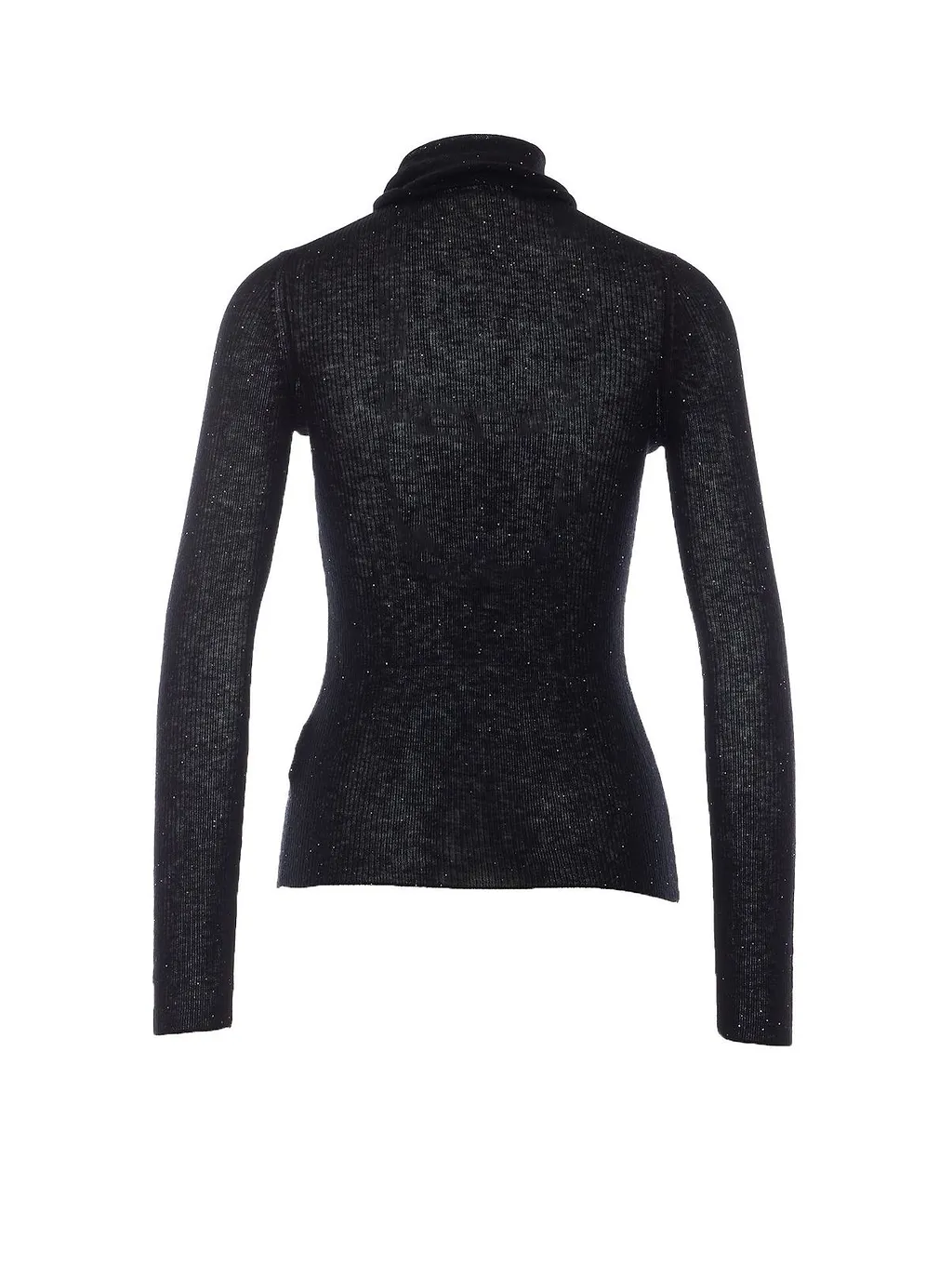 Ribbed Sequined Turtleneck Knitted Top