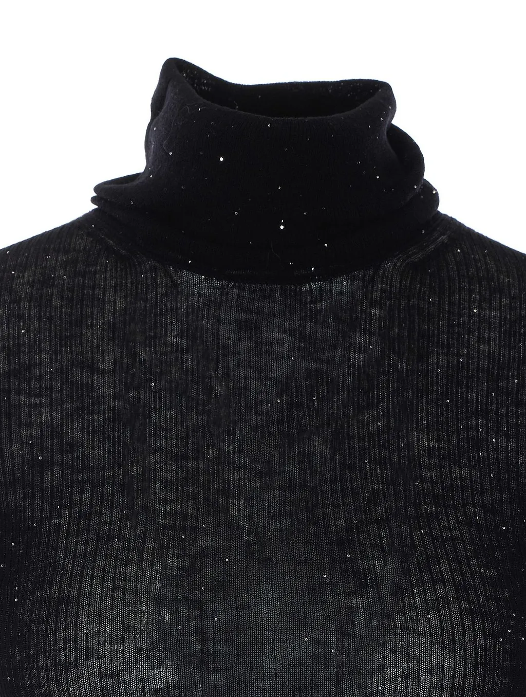Ribbed Sequined Turtleneck Knitted Top
