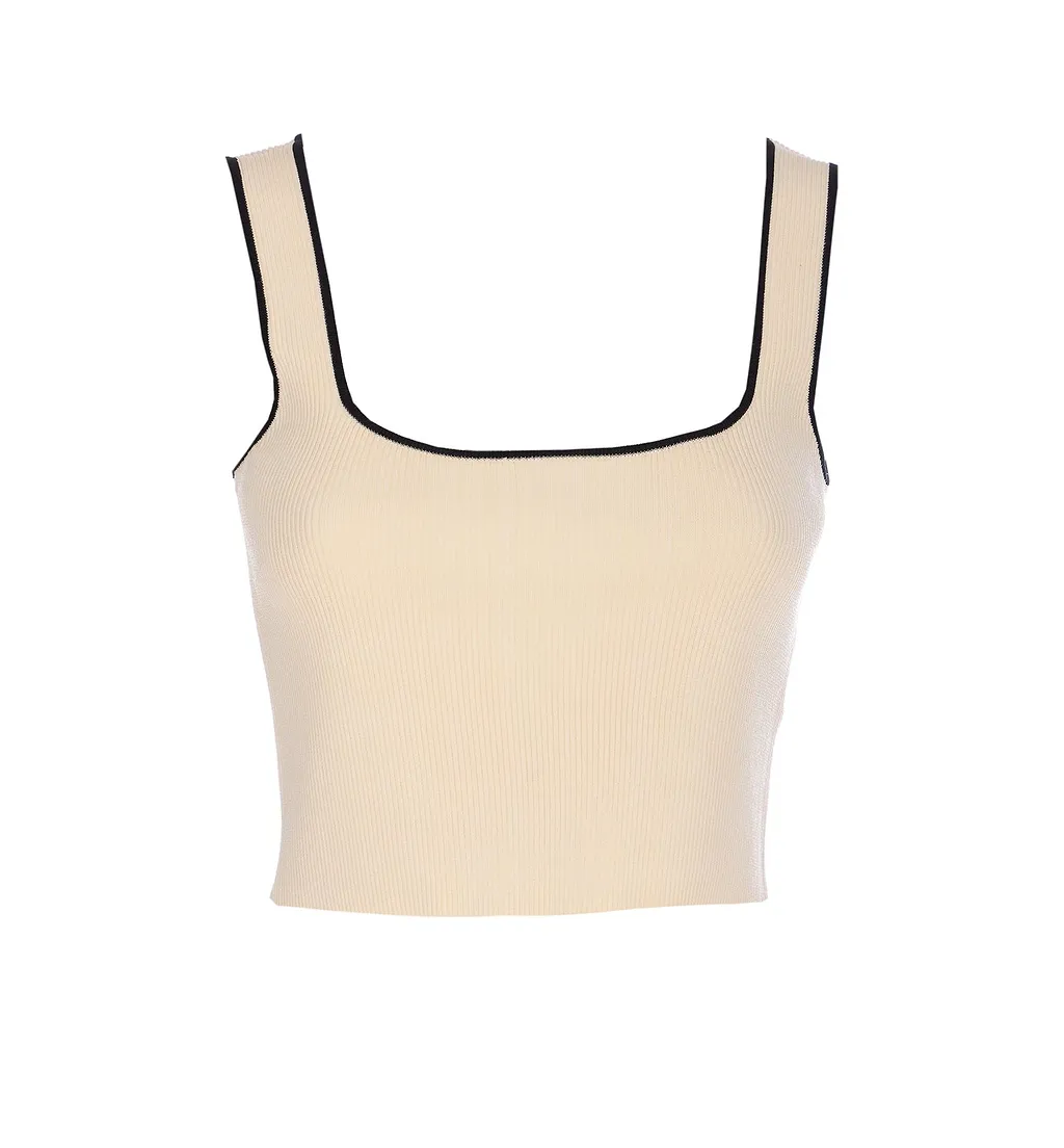 Ribbed Square Neck Tank Top
