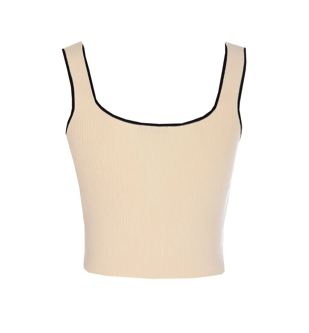 Ribbed Square Neck Tank Top
