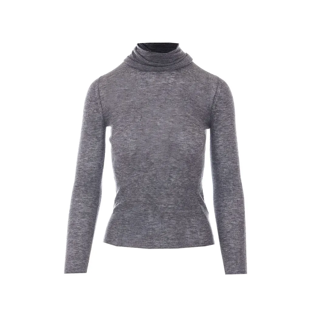 Ribbed Turtleneck Knitted Sweater