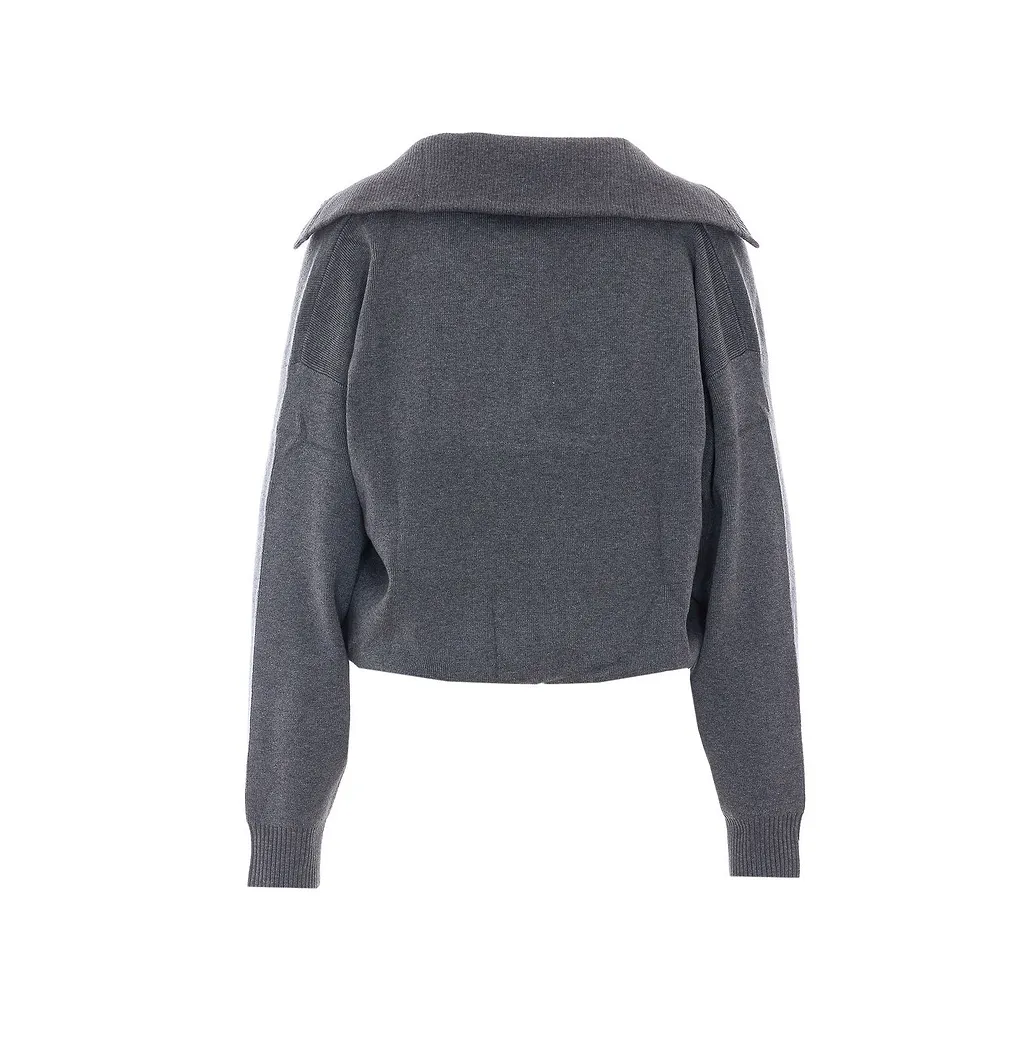 V-Neck Sailor-Collar Knitted Sweater