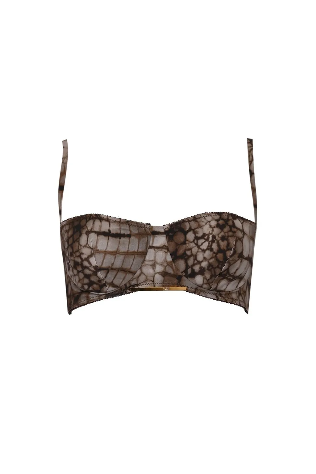 Elisabetta Franchi Alligator Printed Tulle Bra