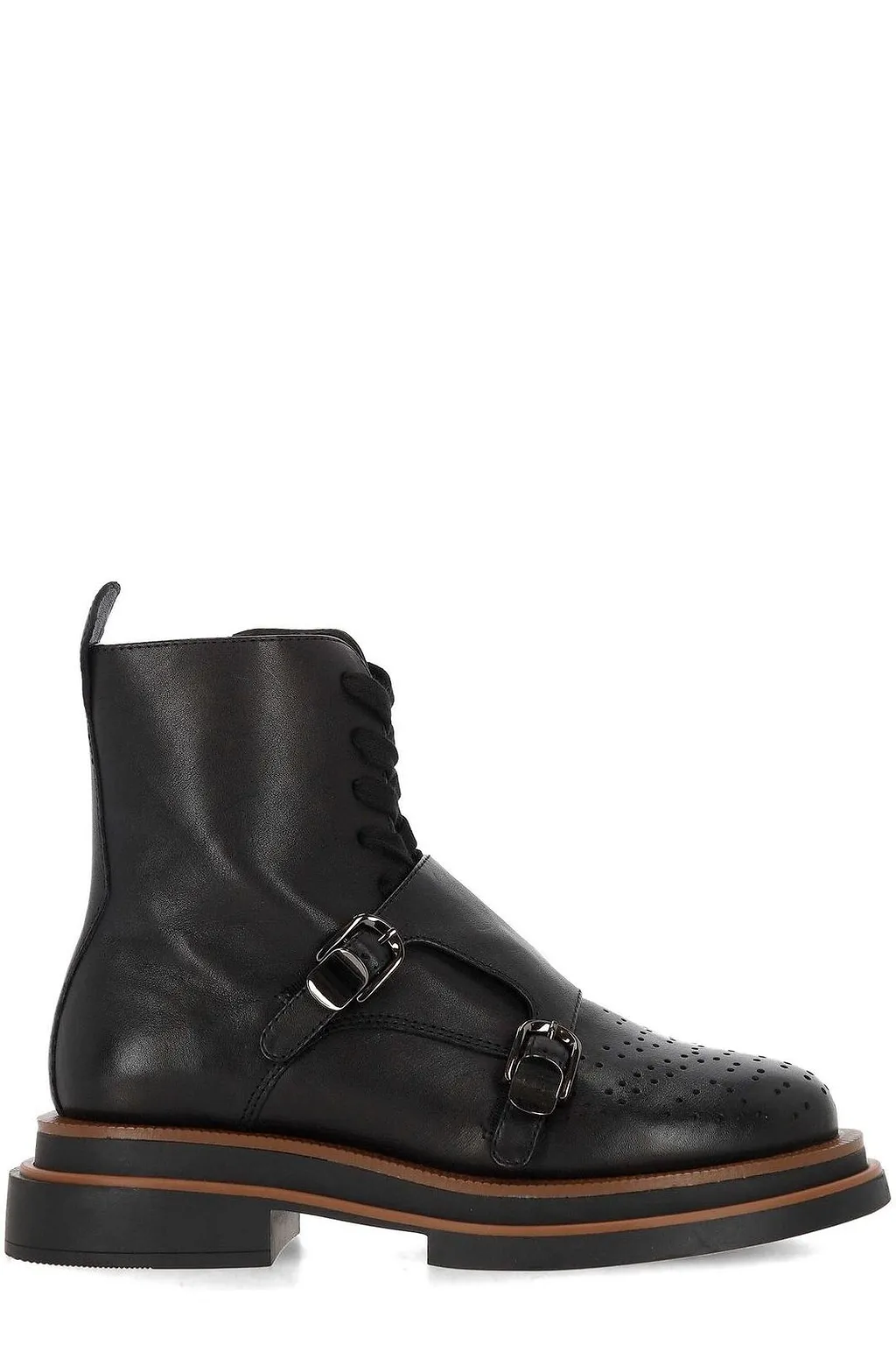Elvio Zanon Perforated Buckle Boots