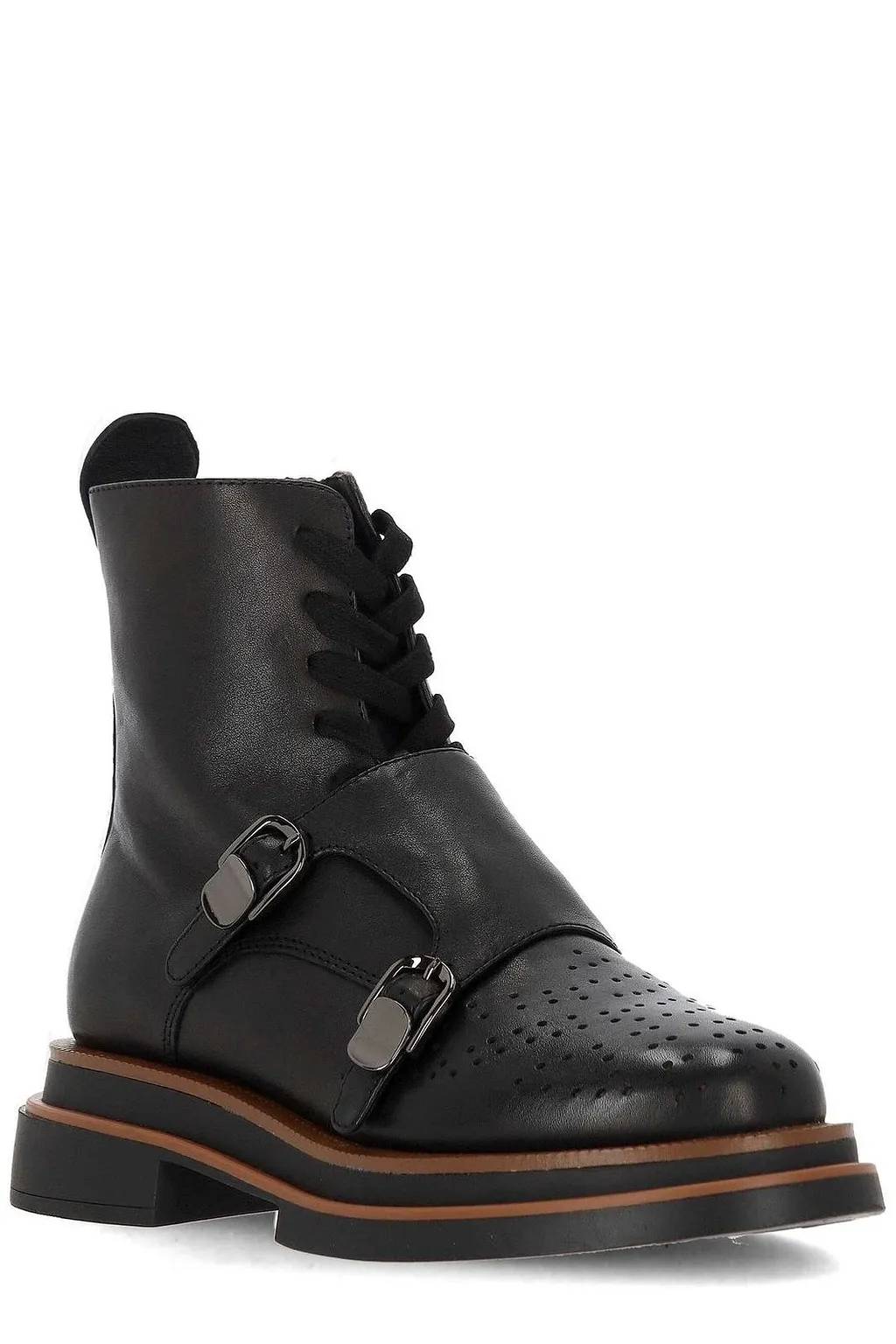 Elvio Zanon Perforated Buckle Boots