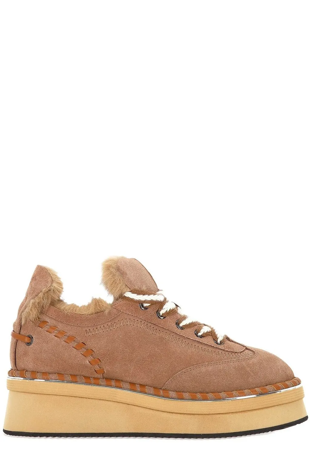 Elvio Zanon Shearling Platform Flat Shoes