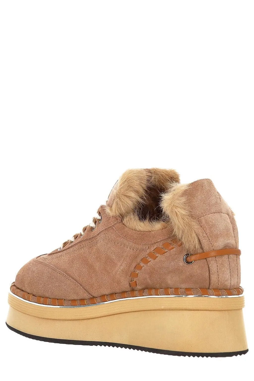 Elvio Zanon Shearling Platform Flat Shoes
