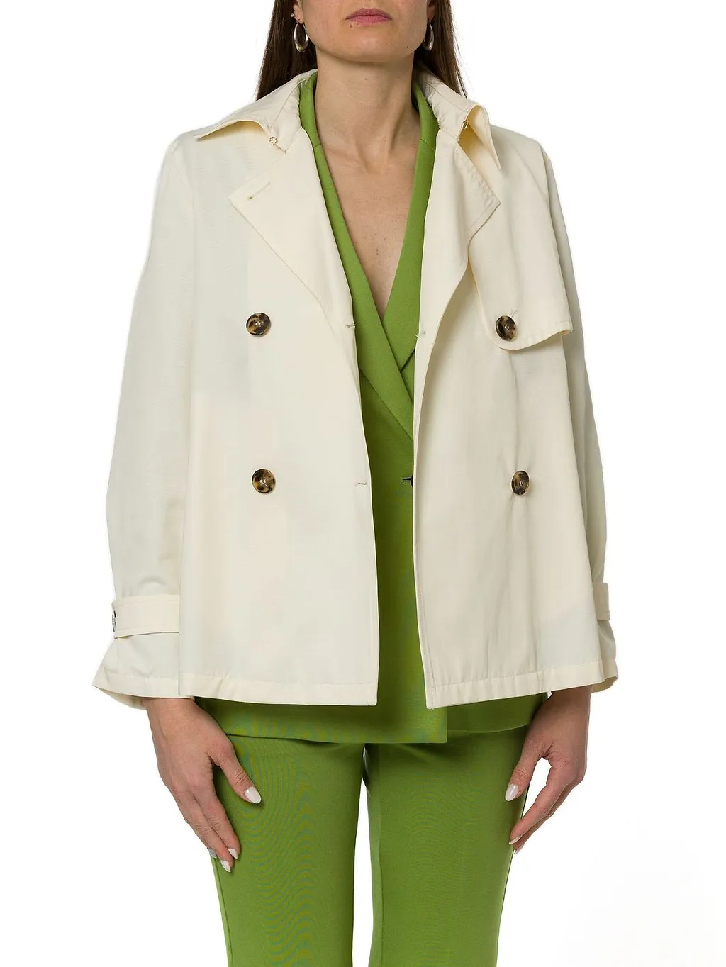 Emme Marella Double-Breasted Water-Repellent Gabardine Trench Coat
