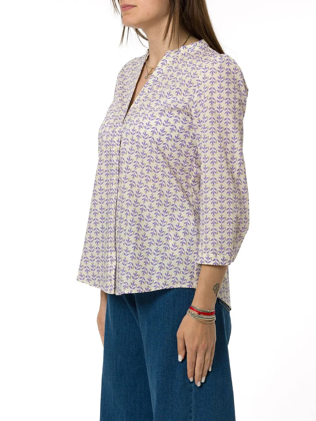 Emme Marella Pattern Printed V-Neck Shirt
