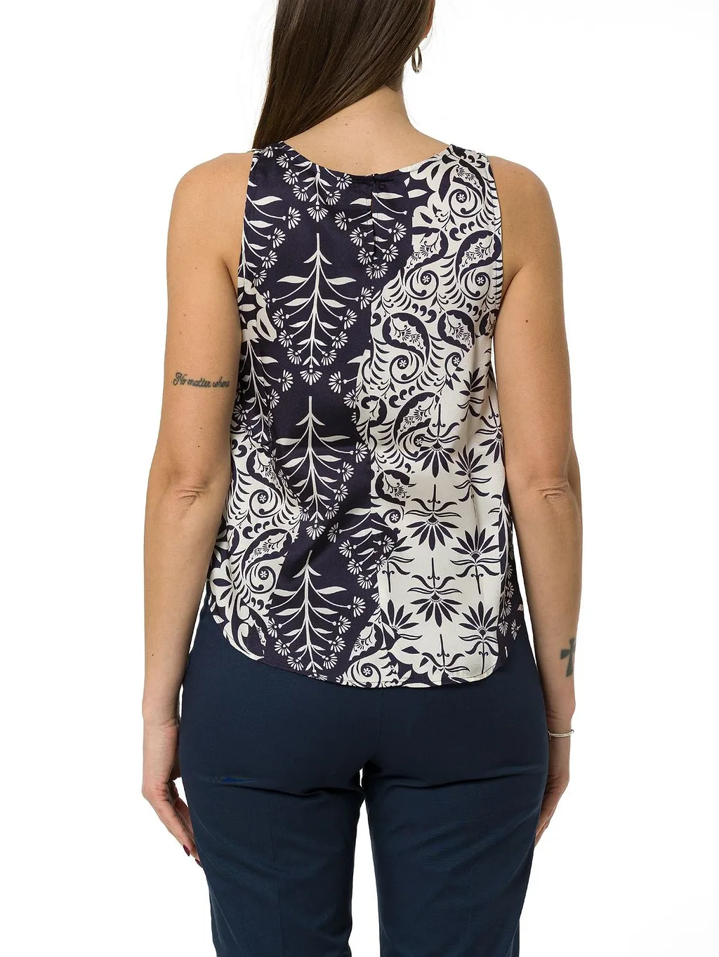 Emme Marella Patterned Sleeveless Twill Top