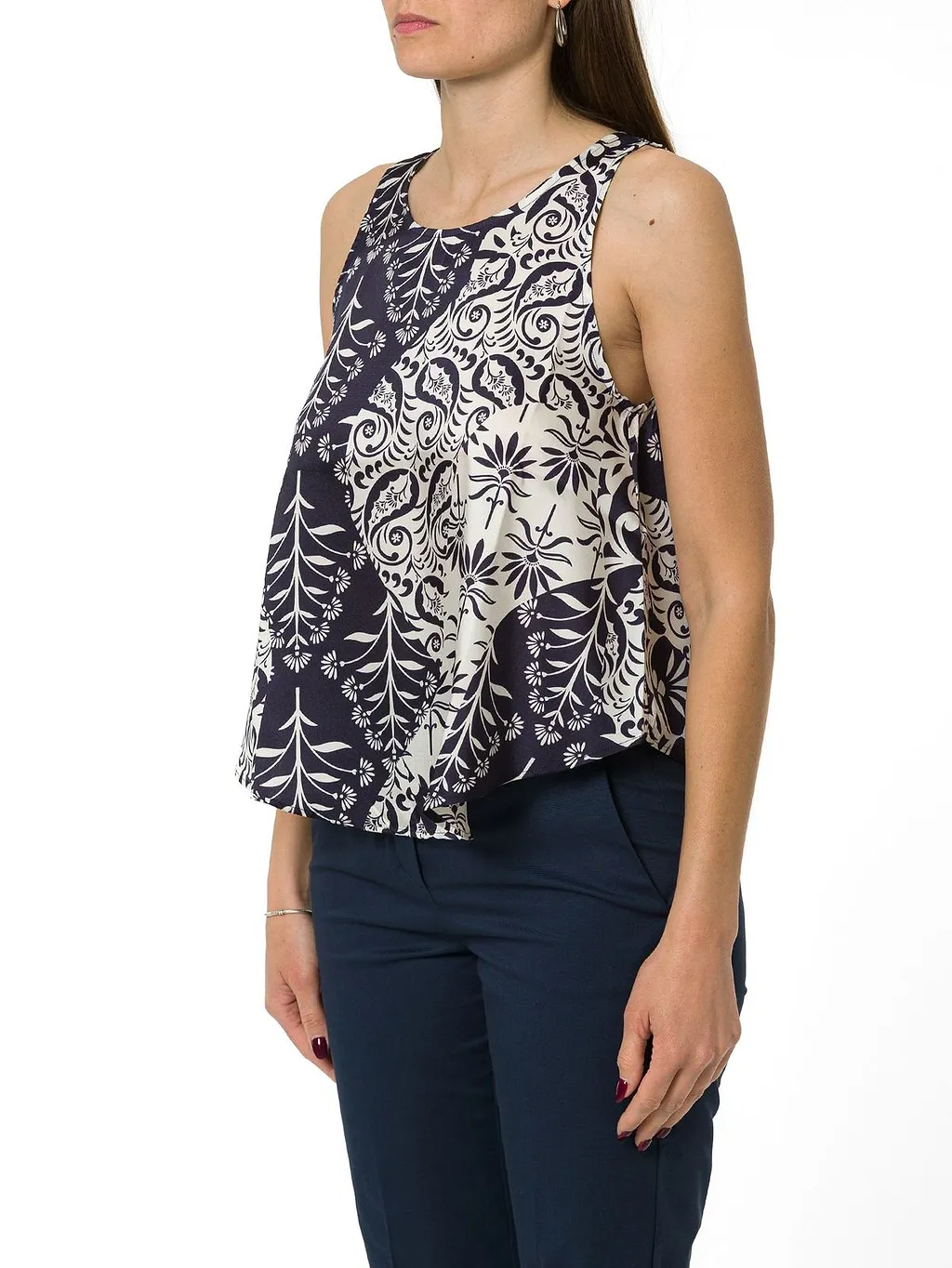 Emme Marella Patterned Sleeveless Twill Top