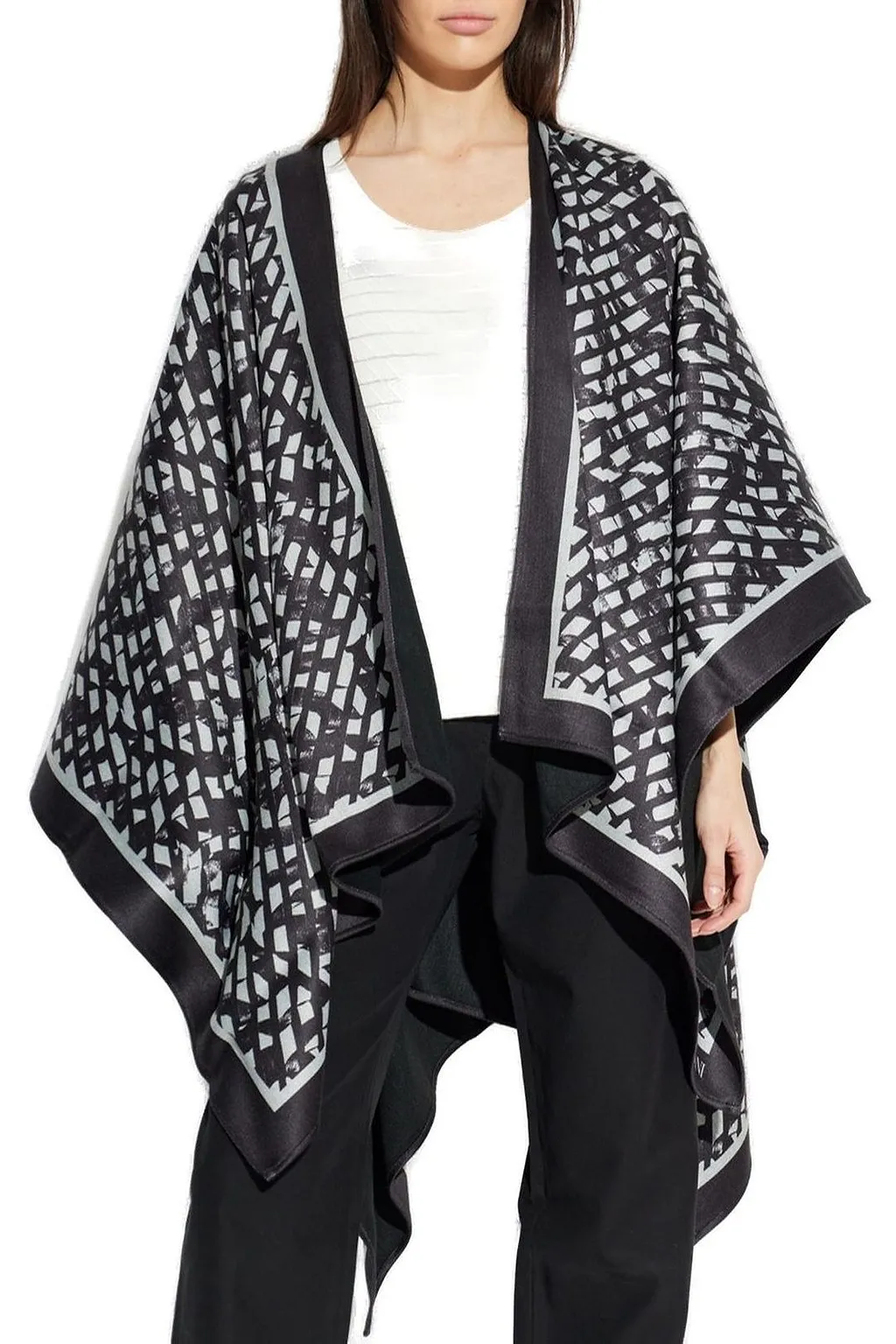 Emporio Armani All-Over Patterned Open Front Poncho