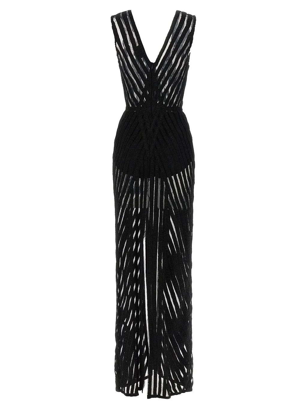 Elisabetta Franchi Striped Tulle Maxi Dress