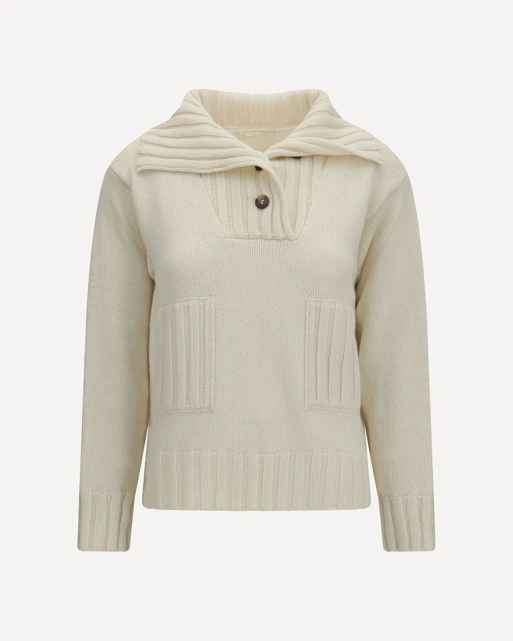 Ella Ribbed Button-Neck Knitted Sweater