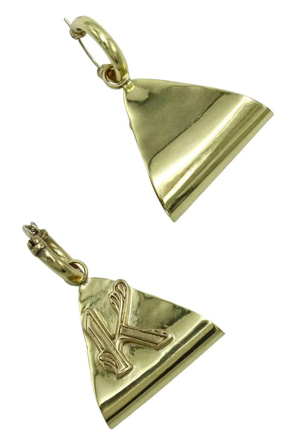 Engraved Triangle Drop Earrings