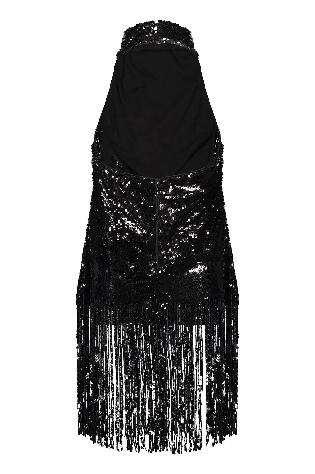 Sequinned Fringe Halter Top