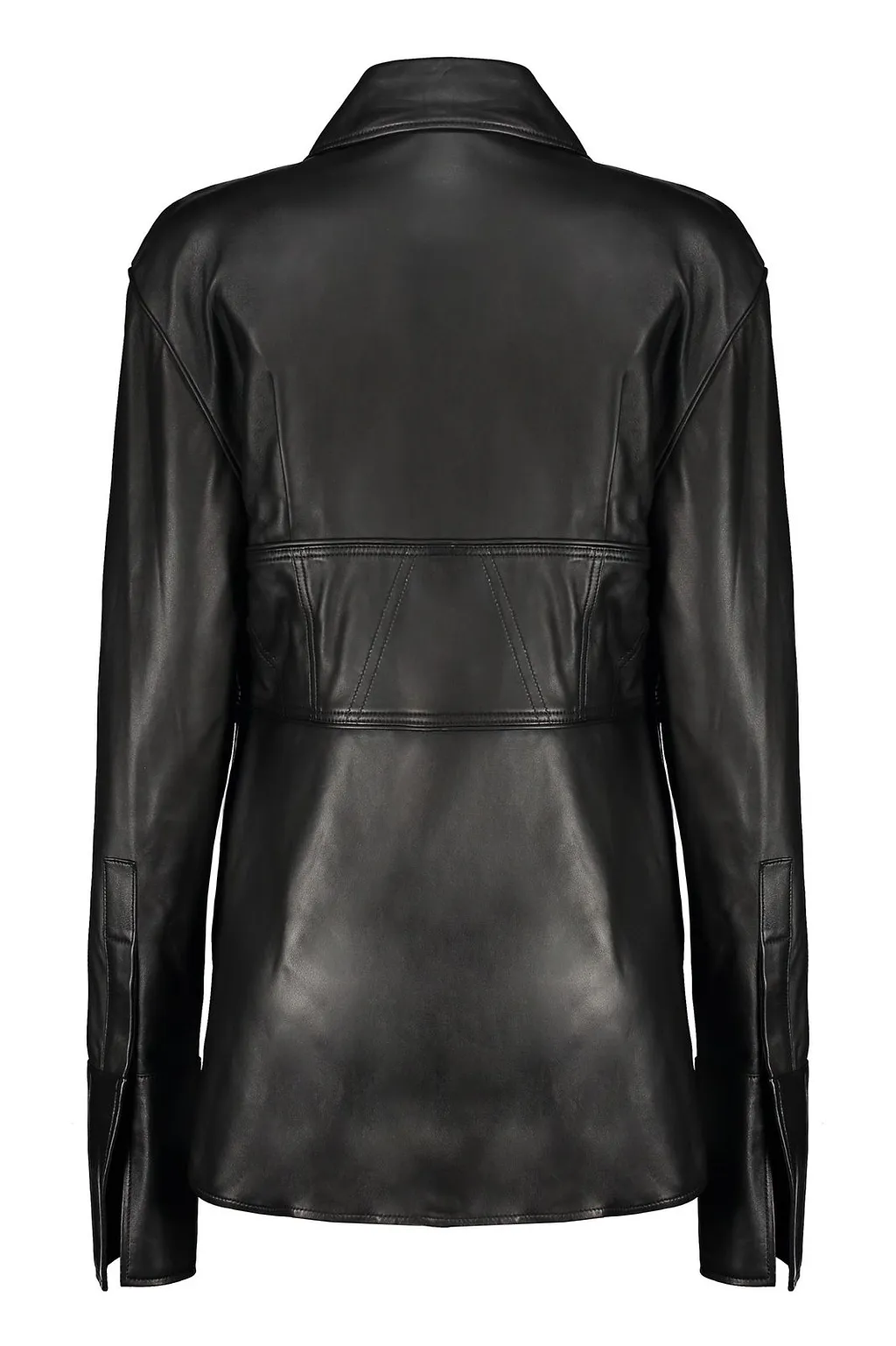Ellery Snap-Front Leather Shirt