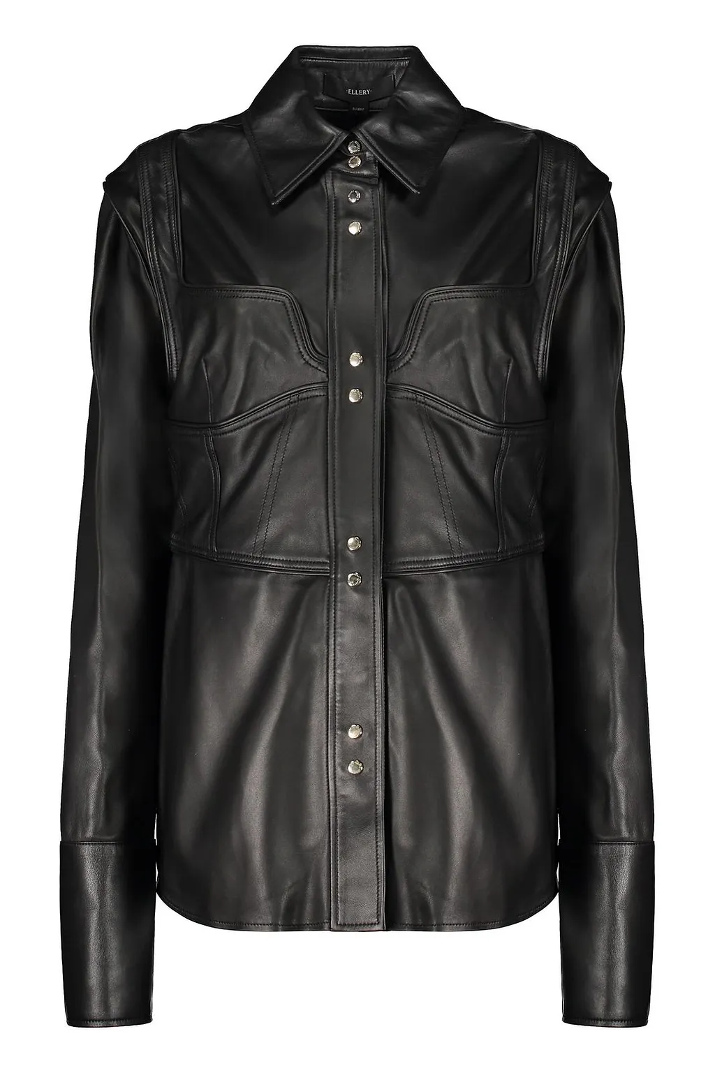 Ellery Snap-Front Leather Shirt