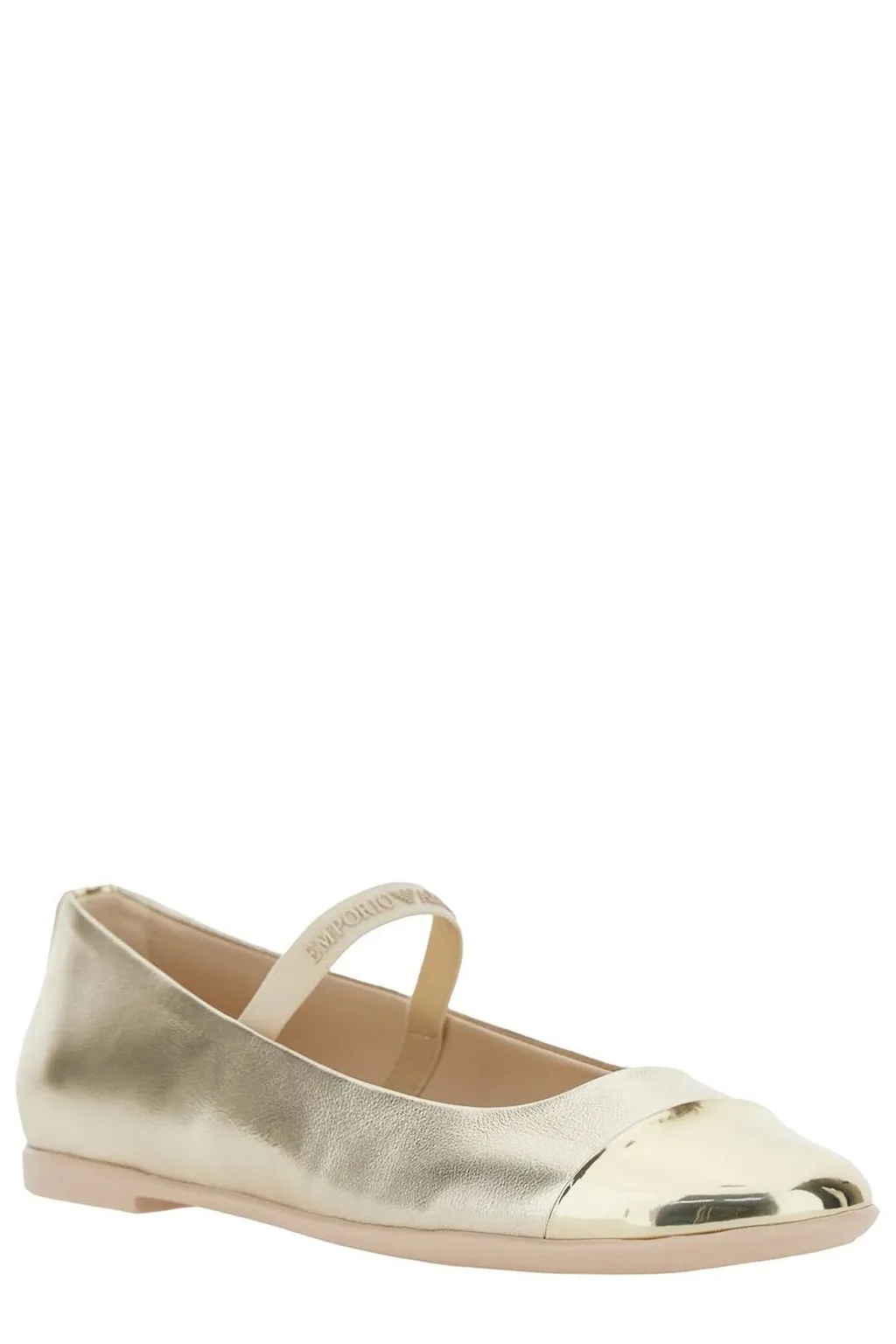 Emporio Armani Kids Laminated Strap Ballerinas