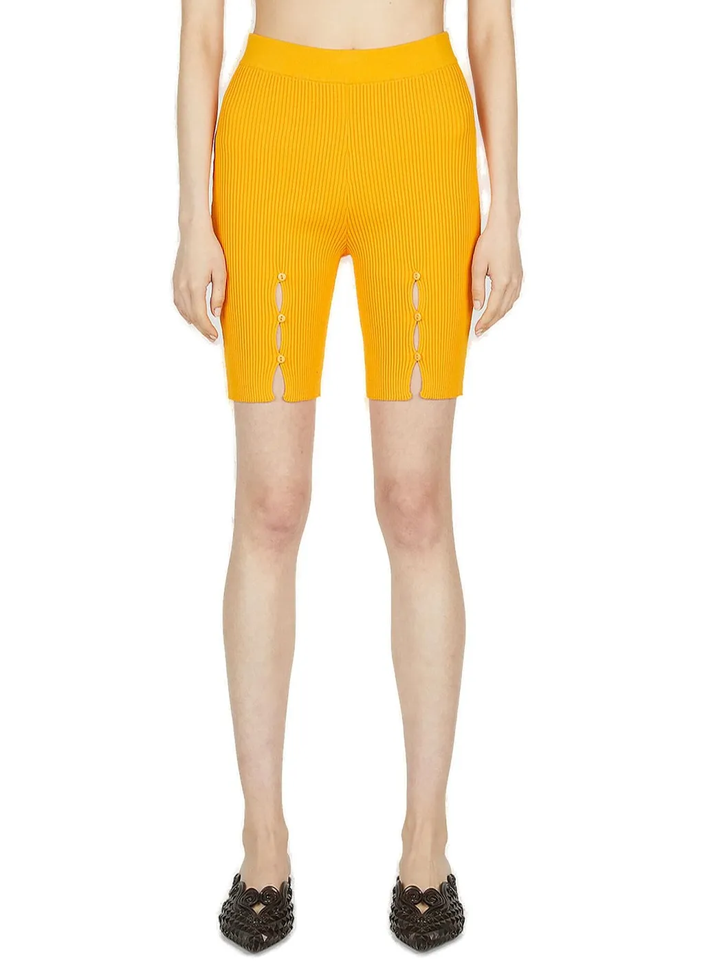 Ester Manas Knit Button-Embellished Biker Shorts