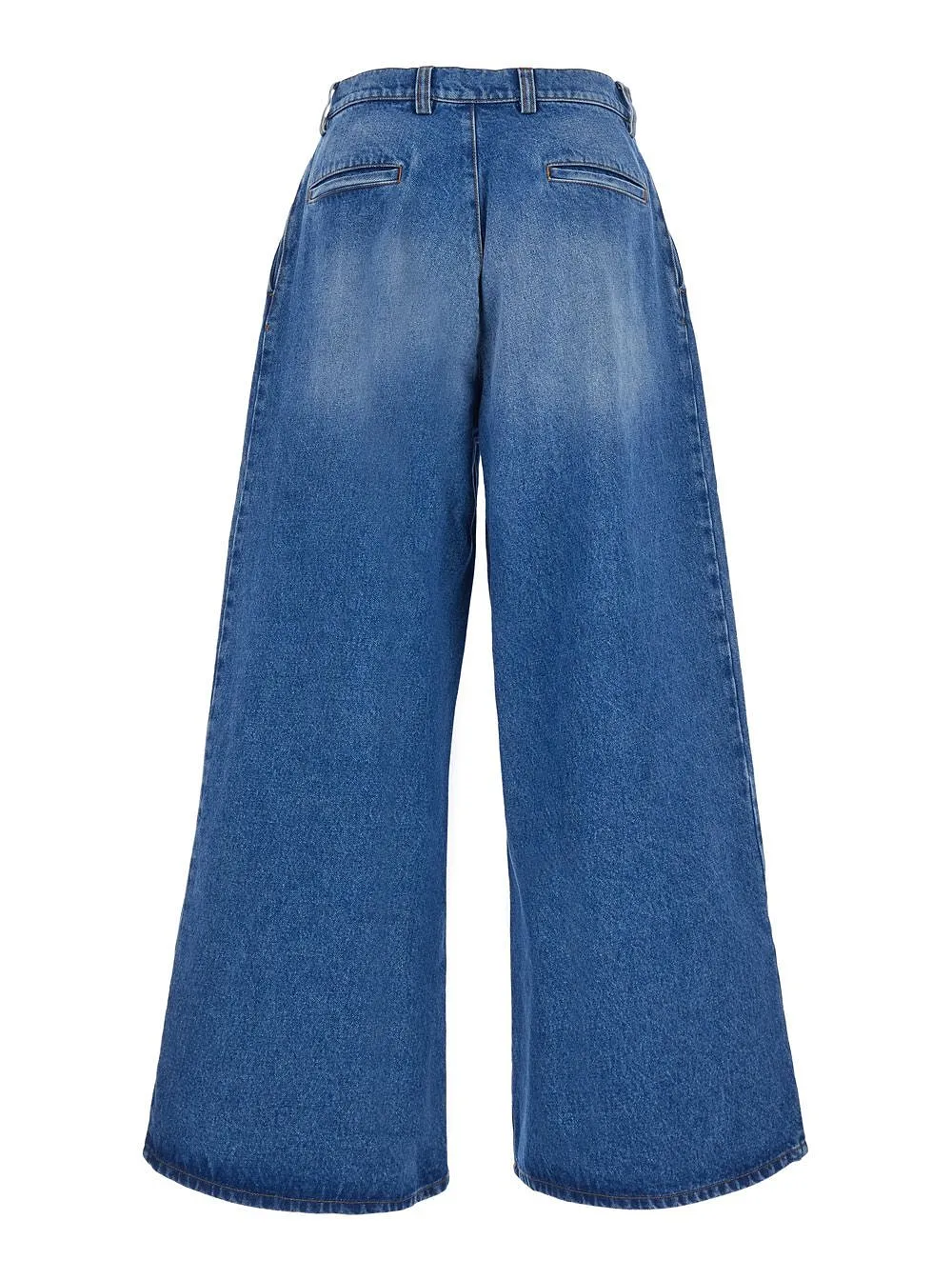 Pleated Wide-Leg Jeans