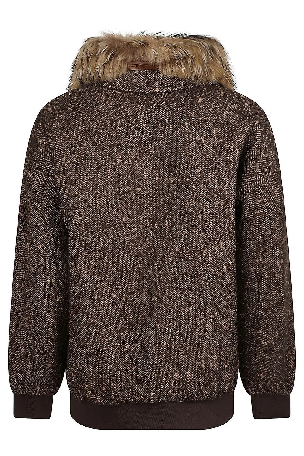 Ermanno Firenze Faux-Fur Neck Tweed Jacket