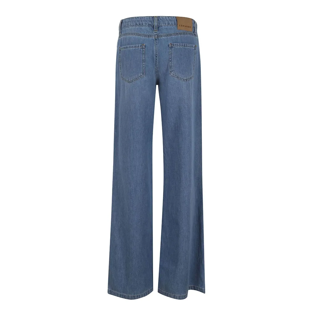 Ermanno Firenze Floral Embroidered Wide-Leg Jeans