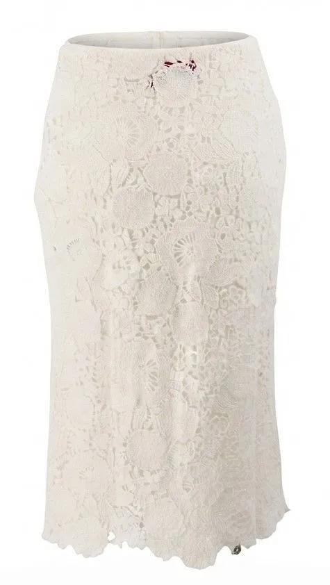 Ermanno Firenze Floral Openwork Midi Skirt