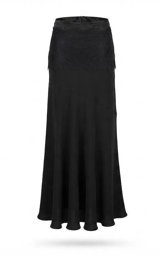 Ermanno Firenze Lace-Trim Drawstring Maxi Skirt
