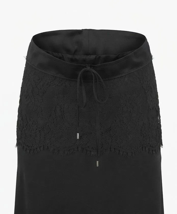 Ermanno Firenze Lace-Trim Drawstring Maxi Skirt