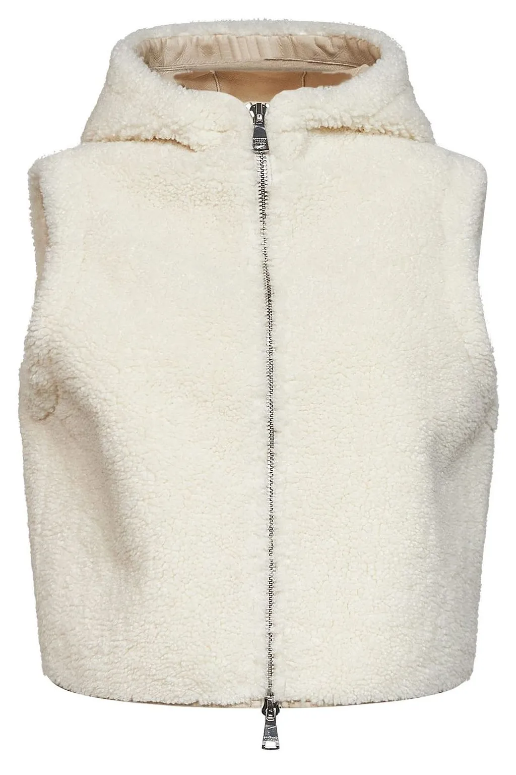 Ermanno Firenze Zip-Up Sleeveless Hooded Jacket