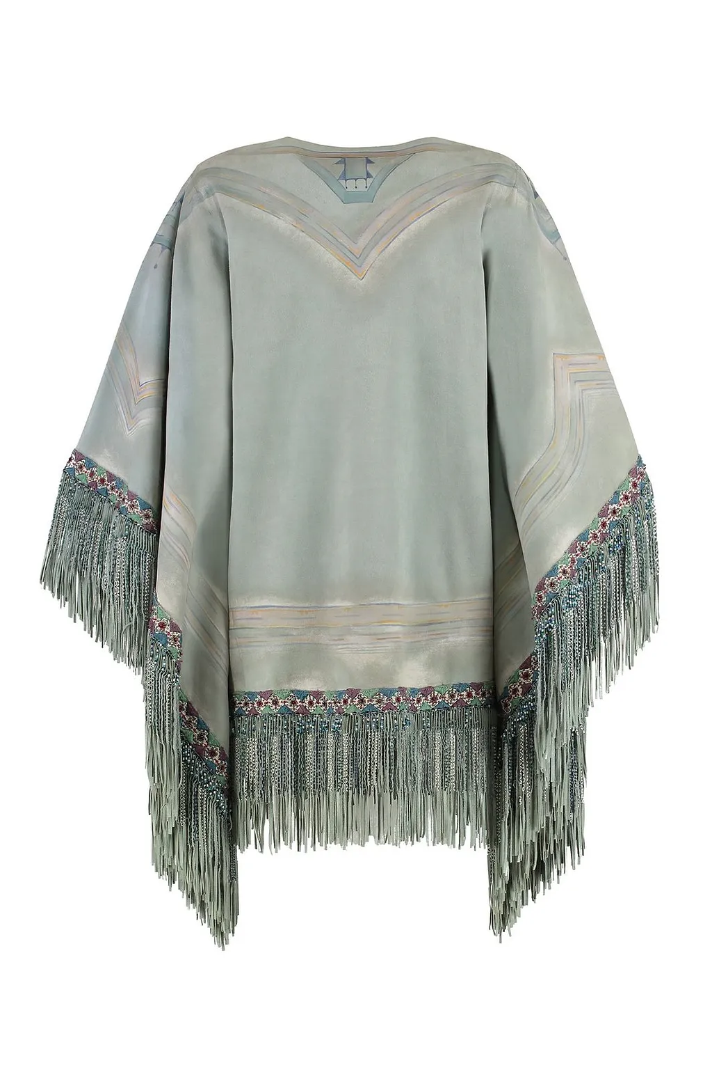 Etro Beaded-Fringed Wide Sleeved Poncho