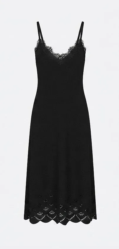 Lace Trim Midi Dress