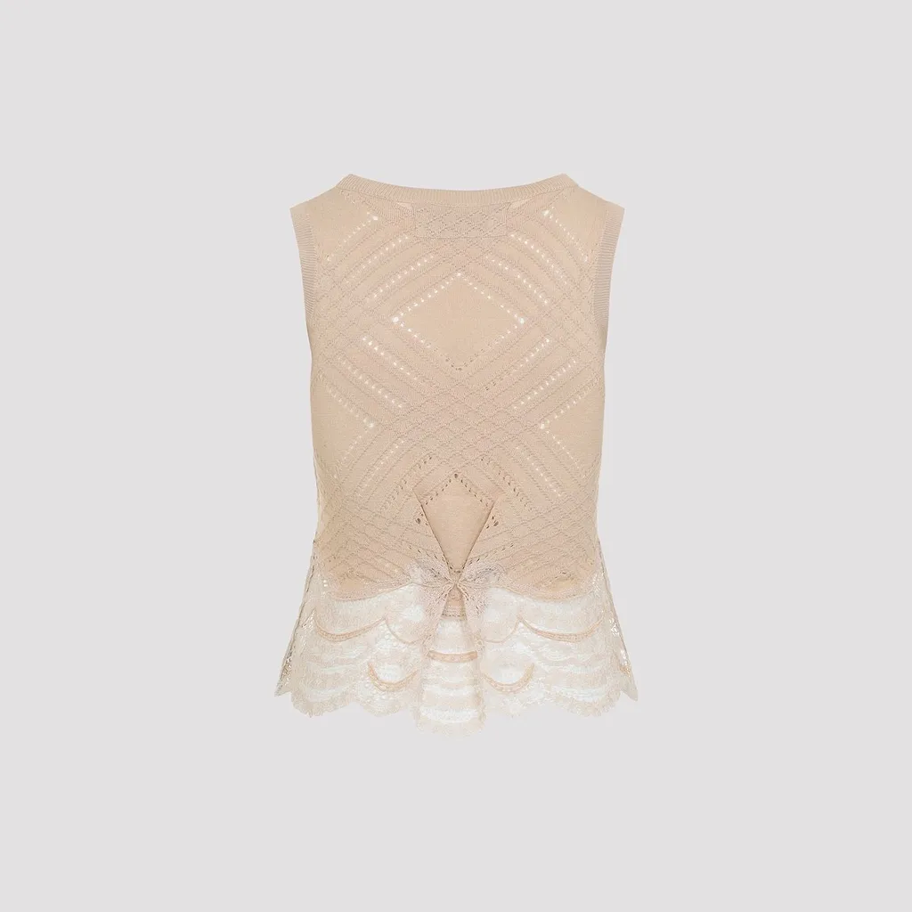 Ermanno Scervino Lace Trim Sleeveless Knitted Top