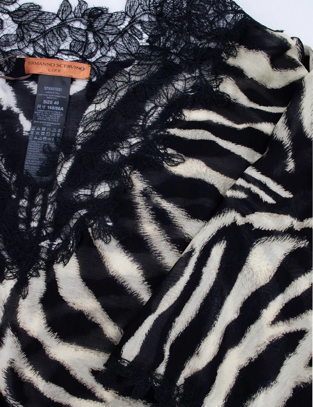 Ermanno Scervino Lace Trim Zebra Poncho