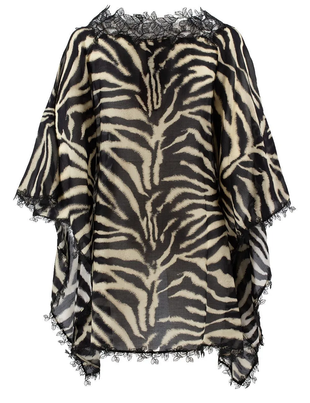 Ermanno Scervino Lace Trim Zebra Poncho