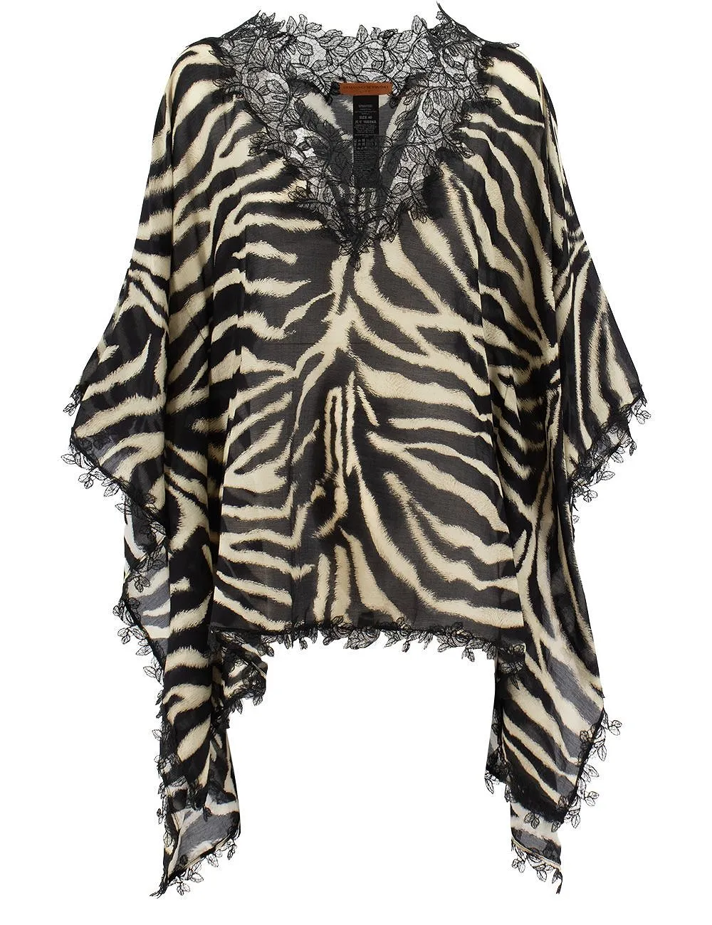 Ermanno Scervino Lace Trim Zebra Poncho