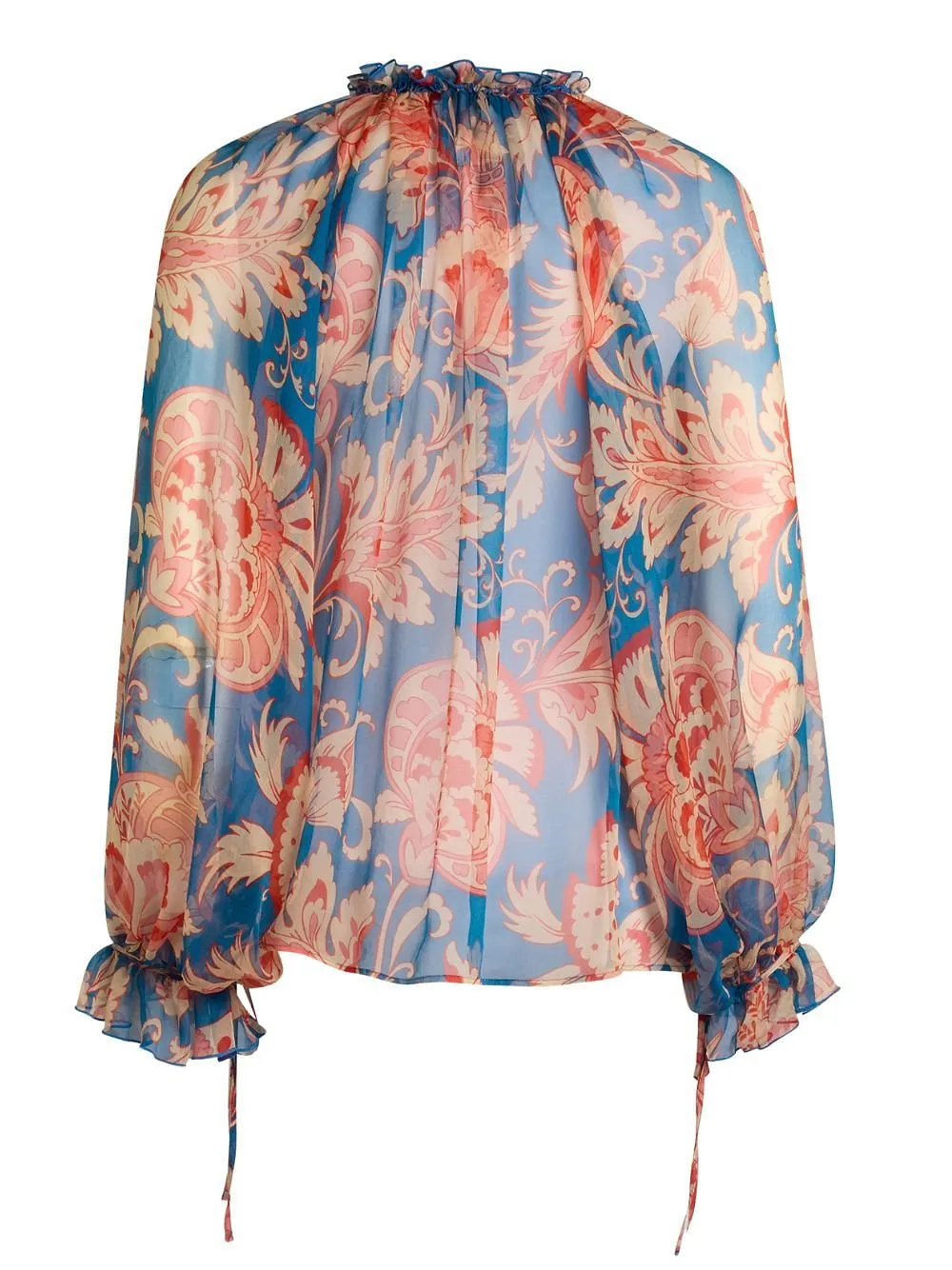 Floral Printed Ruffled-Trim Blouse