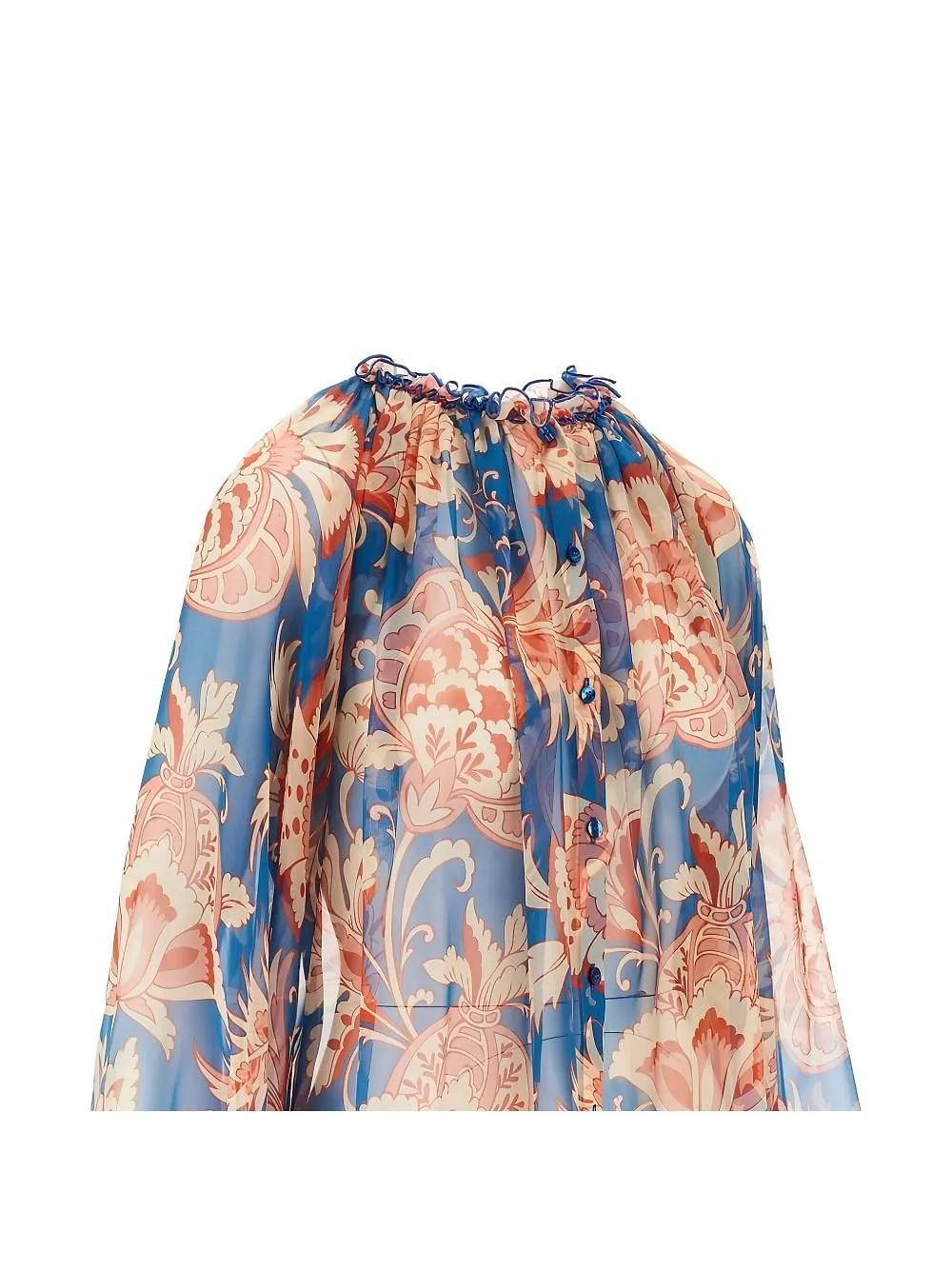 Floral Printed Ruffled-Trim Blouse