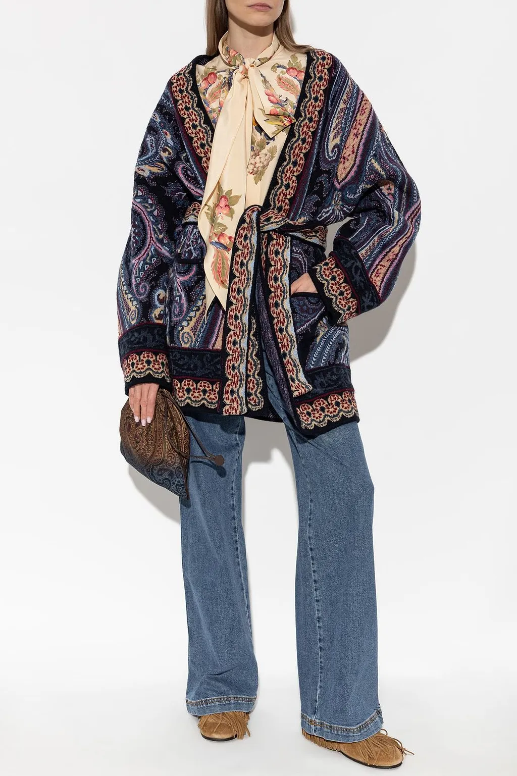 Floral Tie-Neck Shirt