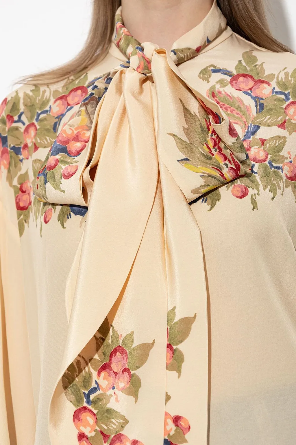 Floral Tie-Neck Shirt
