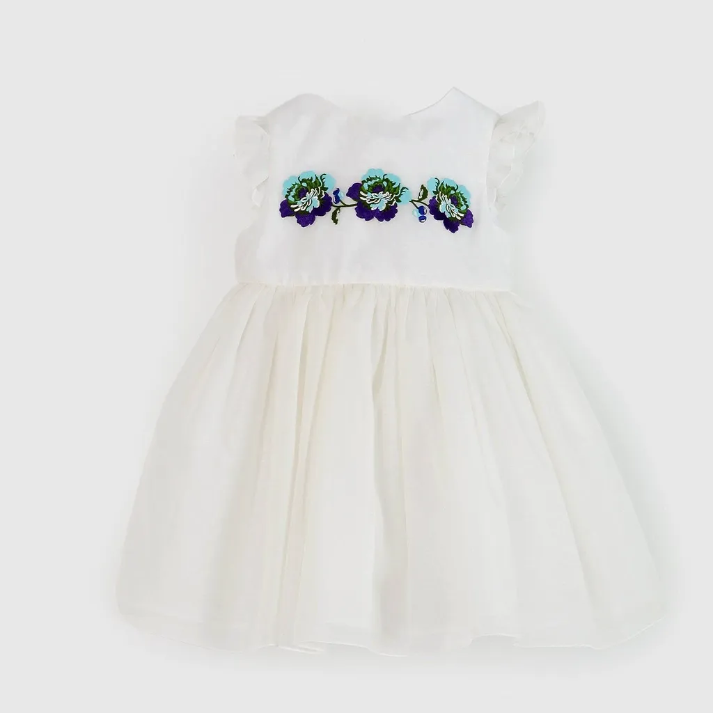 Etro Kids Floral Embroidered Pleated Dress