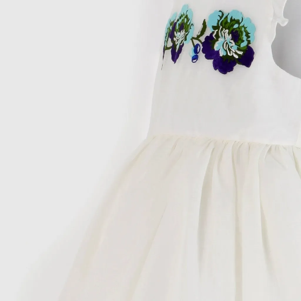 Etro Kids Floral Embroidered Pleated Dress