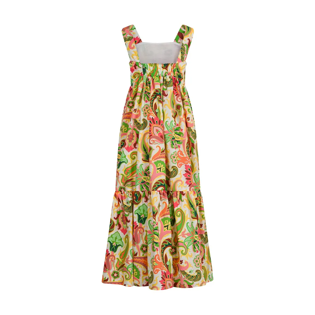 Paisley Printed Pleated Dress