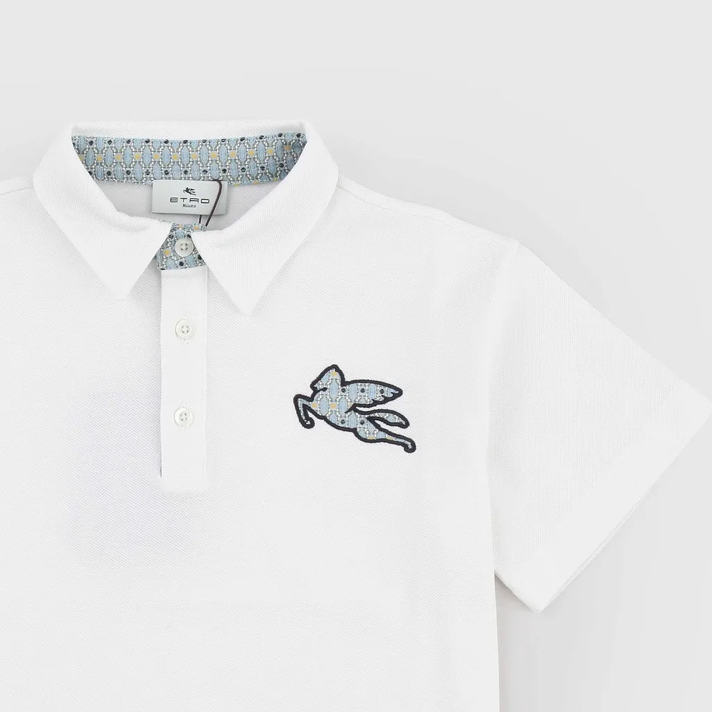 Etro Kids Pegaso Pique Polo Shirt