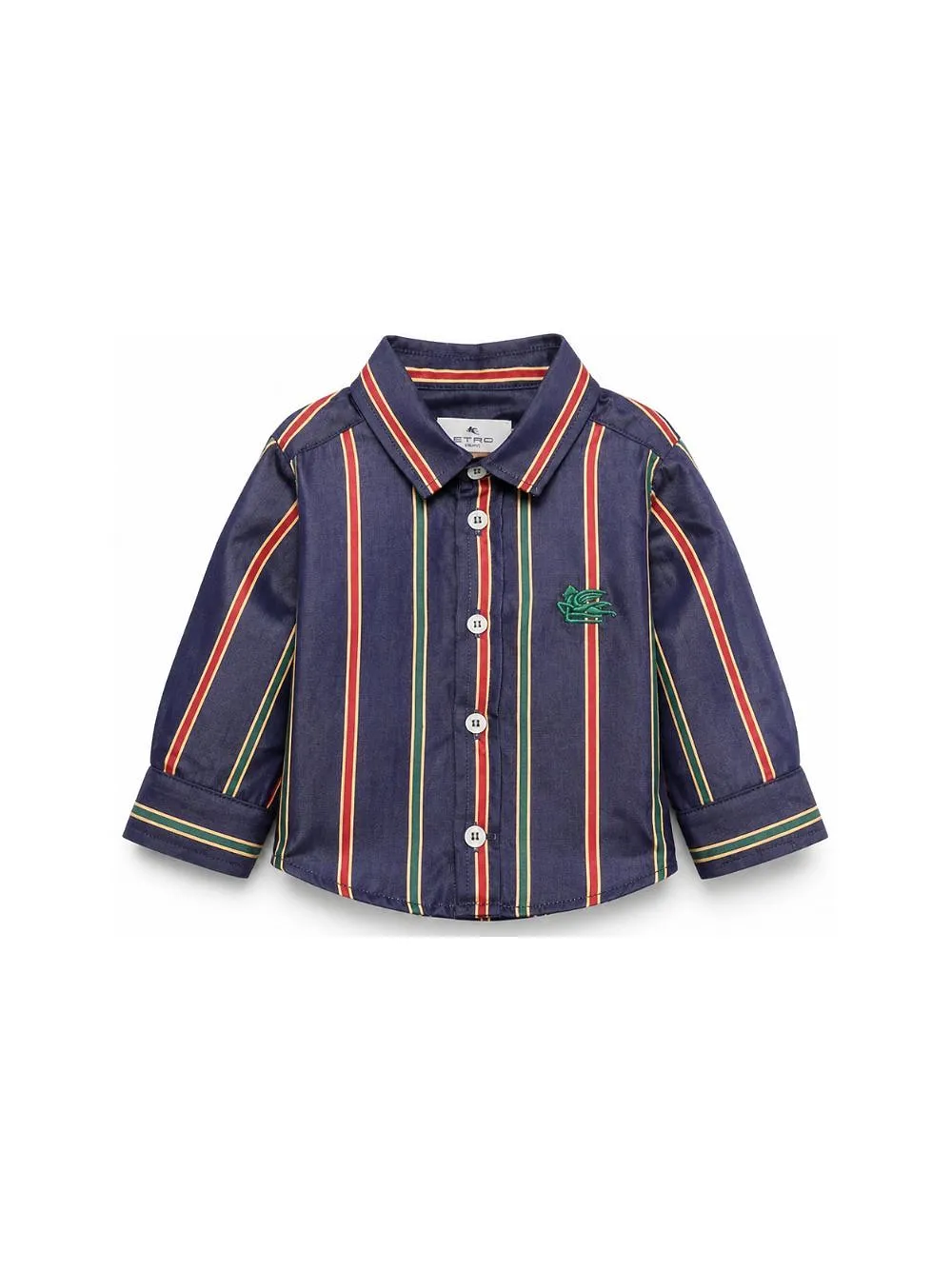 Etro Kids Pegasus-Embroidered Striped Curved Hem Shirt