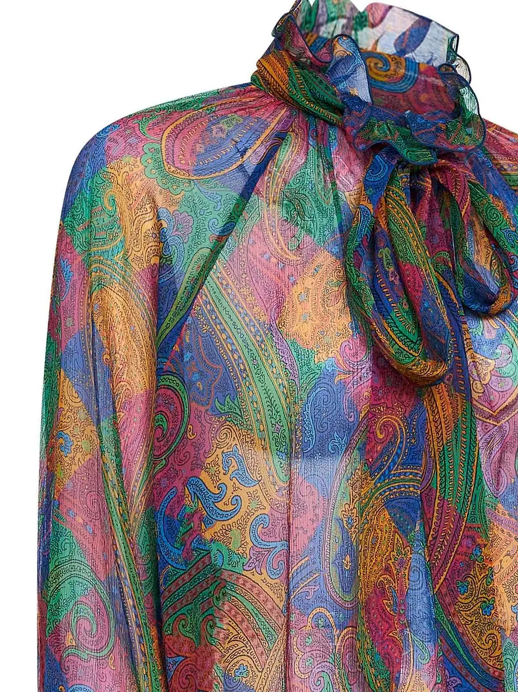 Pattern-Printed Ruffled Shirt