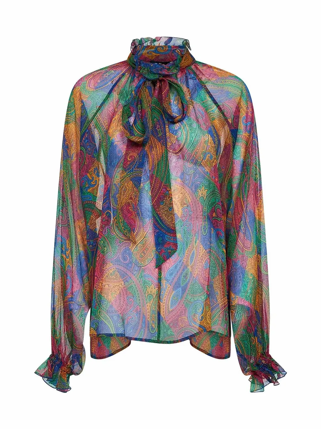 Pattern-Printed Ruffled Shirt