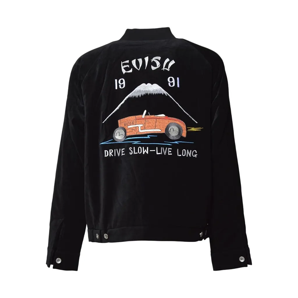 Evisu Logo Embroidered Zipped Bomber Jacket