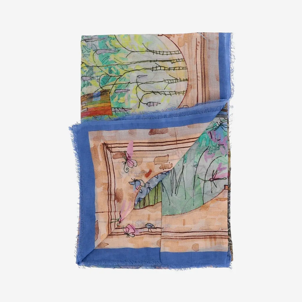 Faliero Sarti Illustrated Rectangular Scarf